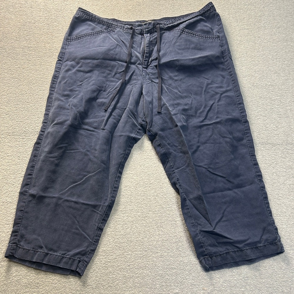 Lee‎ Natural Fit Capri Pants Womens 16M Navy Lyocell Pull On Drawstring Casual